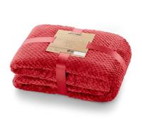 DecoKing Couette en microfibre Couverture polaire Plaid Couvre-lit polaire doux de style scandinave Henry, Microfibre Rouge 220x240 cm