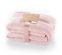 DecoKing Couette en Microfibre Couverture Polaire Plaid Couvre-lit polaire doux de style scandinave Henry, Microfibre Rose Poudré 170x210 cm