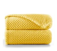 DecoKing Couverture Polaire 150 x 200 cm Plaid Doux en Microfibre pour Lits Canapés Chaises et Divans Style Scandinave Chaude Légère et pour Toutes Les Saisons Jaune Henry