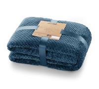 DecoKing Couette en Microfibre Couverture Polaire Plaid Couvre-lit Polaire Doux de Style scandinave Henry, Microfibre Bleu Foncé 150x200 cm