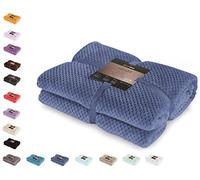 DecoKing Couverture Polaire 150 x 200 cm Plaid Doux en Microfibre pour Lits Canapés Chaises et Divans Style Scandinave Chaude Légère et pour Toutes Les Saisons Bleu Foncé Henry