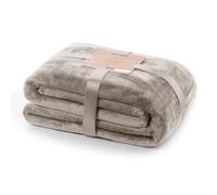 DecoKing Couverture Polaire 200 x 220 cm Plaid Doux en Microfibre pour Lits Canapés Chaises et Divans Style Scandinave Chaude Légère et pour Toutes Les Saisons Cappuccino Mic