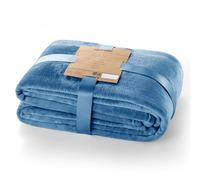 DecoKing Couverture Polaire 220 x 240 cm Plaid Doux en Microfibre pour Lits Canapés Chaises et Divans Style Scandinave Chaude Légère et pour Toutes Les Saisons Bleu Foncé Mic