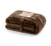 DecoKing Couverture Polaire 220 x 240 cm Plaid Doux en Microfibre pour Lits Canapés Chaises et Divans Style Scandinave Chaude Légère et pour Toutes Les Saisons Marron Mic
