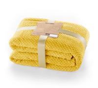 DecoKing Henry Plaid 220 x 240 cm Jaune Moutarde Clair Orange Couverture en Microfibre Couvre-lit Polaire Doux et Douillet Style scandinave Jaune