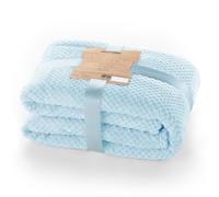 DecoKing Couette en Microfibre Couverture Polaire Plaid Couvre-lit Polaire Doux de Style scandinave Henry, Microfibre Bleu Clair 220x240 cm