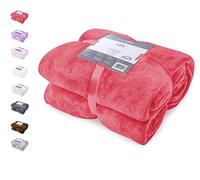 DecoKing Couverture Polaire 70 x 150 cm Plaid Doux en Microfibre pour Lits Canapés Chaises et Divans Style Scandinave Chaude Légère et pour Toutes Les Saisons Rouge Mic
