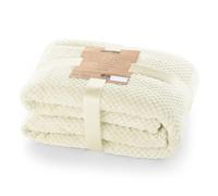 DecoKing Plaid en Microfibre, très Doux, Couverture Douillette, Style scandinave, pour Le Salon et la journée, Polyester, Ivoire, 70 x 150 cm