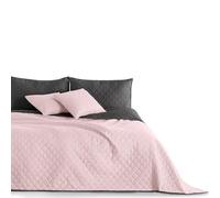 DecoKing Couvre-lit Rose Pastel Gris Anthracite Jeté de lit Double Face Entretien Facile Axel, Polyester, Rose/Anthracite, 240 x 260 cm