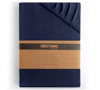 DecoKing Drap-Housse en 100% Coton Peigné Jersey Amber Collection, 120x200-140x200, Bleu Foncé