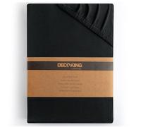 DecoKing Drap-Housse 160x200-180x200 cm 100% Coton Peigné Jersey Doux Drap Housse 160x200cm - 180x200cm Noir Amber