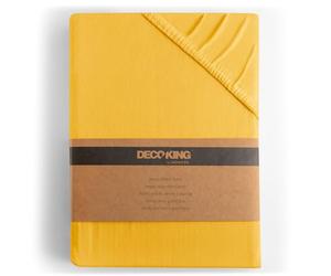 DecoKing Drap-Housse 160x200-180x200 cm 100% Coton Peigné Jersey Doux Drap Housse 160x200cm - 180x200cm Jaune Amber