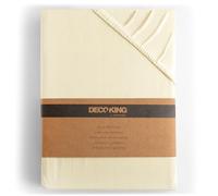 DecoKing Drap-Housse en 100% Coton Peigné Jersey Amber Collection, 200x200-200x220 cm, Crème