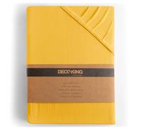 DecoKing Drap-Housse 200x200-200x220 cm 100% Coton Peigné Jersey Doux Drap Housse 200x200cm - 200x220cm Jaune Amber
