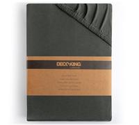 DecoKing Drap-Housse 200x200-200x220 cm 100% Coton Peigné Jersey Doux Drap Housse 200x200cm - 200x220cm Graphite Amber