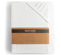 DecoKing Drap-Housse en 100% Coton Peigné Jersey Amber Collection, 200x200-200x220 cm, Blanc