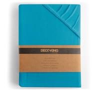 DecoKing Drap-Housse 200x200-200x220 cm 100% Coton Peigné Jersey Doux Drap Housse 200x200cm - 200x220cm Cyan Amber
