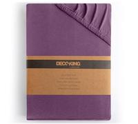 DecoKing Drap-Housse 200x200-200x220 cm 100% Coton Peigné Jersey Doux Drap Housse 200x200cm - 200x220cm Prune Amber