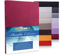 DecoKing Drap-Housse en Jersey Microfibre Drap Housse Lit à sommier tapissier, Amelia, Microfibre, Bordeaux, 140x200-160x200