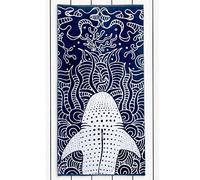 DecoKing Grande Serviette de Plage en 100% Coton, 90 x 180 cm, Double Face, Couverture de Plage Absorbante, Drap de Bain, Bleu Foncé, Bleu Marine, Bleu, Blanc, Shark