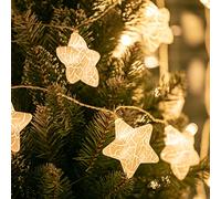 DecoKing Guirlande lumineuse à 10 LED avec minuteur - Blanc chaud - Guirlande - Décoration de Noël - Étoiles