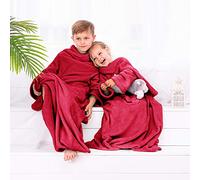 DecoKing Kiddo Couverture à Manches pour Enfant - 90 x 105 cm - en Microfibre Douce - Rouge