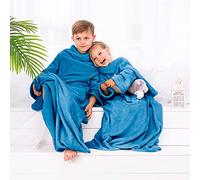 DecoKing Kiddo Couverture à manches pour enfant en microfibre Bleu foncé 90 x 105 cm