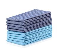 DecoKing Lot de 10 Serviettes de Cuisine 50x70 cm Bride 100% Coton Torchons à Vaisselle de Grande Qualité Turquoise Bleu Marine Louie
