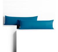 DecoKing Lot de 2 taies d'oreiller 20 x 120 cm en Jersey 100% Coton peigné avec Fermeture éclair - Bleu Ambre