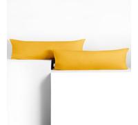 DecoKing Lot de 2 taies d'oreiller 20 x 120 cm en Jersey 100% Coton peigné avec Fermeture éclair, Jaune Ambre