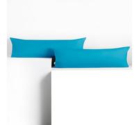 DecoKing 2 taies d'oreiller 20 x 145 cm en 100% Coton Peigné Jersey Fermeture éclair Cyan Ambre