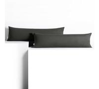 DecoKing 2 taies d'oreiller 20 x 145 cm en 100% Coton Peigné Jersey Fermeture éclair Graphite Ambre
