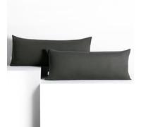 DecoKing Lot de 2 taies d'oreiller 40 x 120 cm en Jersey 100% Coton peigné avec Fermeture éclair Graphite Ambre