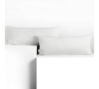 DecoKing Lot de 2 taies d'oreiller 40 x 120 cm en Jersey 100% Coton peigné avec Fermeture éclair - Blanc Ambre