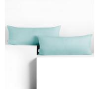 DecoKing Lot de 2 Taies d'oreiller 40 x 120 cm Jersey 100% Coton Peigné Fermeture Éclair Bleu Clair Amber