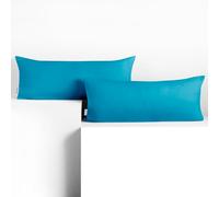 DecoKing Lot de 2 taies d'oreiller 40 x 120 cm en Jersey 100% Coton peigné avec Fermeture éclair Cyan Ambre