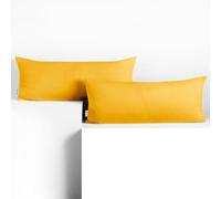 DecoKing Lot de 2 taies d'oreiller 40 x 120 cm en Jersey 100% Coton peigné avec Fermeture éclair, Jaune Ambre