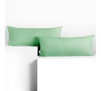 DecoKing Lot de 2 taies d'oreiller 40 x 120 cm en Jersey 100% en 100% Coton Peigné Jersey peigné avec Fermeture éclair Menthe Ambre