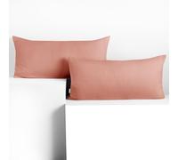 DecoKing Lot de 2 Taies d'oreiller 40 x 120 cm Jersey 100% Coton Peigné Fermeture Éclair Saumon Amber