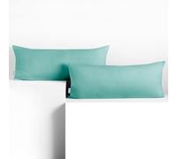 DecoKing Lot de 2 taies d'oreiller 40 x 120 cm en 100% Coton Peigné Jersey avec Fermeture éclair - Turquoise Clair - Ambre