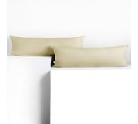 DecoKing Lot de 2 Taies d'oreiller 40 x 145 cm Jersey 100% Coton Peigné Fermeture Éclair Beige Amber