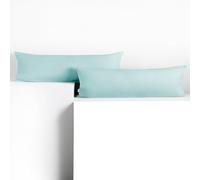 DecoKing 2 taies d'oreiller 40 x 145 cm en 100% Coton Peigné Jersey Fermeture éclair Bleu Clair Ambre