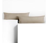 DecoKing 2 taies d'oreiller 40 x 145 cmen 100% Coton Peigné Jersey Fermeture éclair Cappuccino Ambre