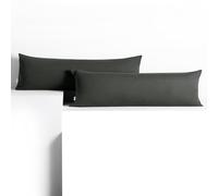 DecoKing Lot de 2 Taies d'oreiller 40 x 145 cm Jersey 100% Coton Peigné Fermeture Éclair Graphite Amber