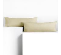 DecoKing 2 taies d'oreiller 40 x 200 cm en 100% Coton Peigné Jersey avec Fermeture Éclair Beige Ambre