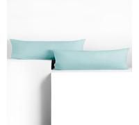 DecoKing 2 taies d'oreiller 40 x 200 cm en 100% Coton Peigné Jersey avec Fermeture Éclair Ambre Bleu Clair