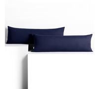 DecoKing 2 taies d'oreiller 40 x 200 cm en 100% Coton Peigné Jersey Fermeture éclair Bleu foncé Ambre