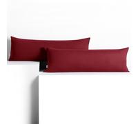 DecoKing Lot de 2 taies d'oreiller 40 x 200 cm en 100% Coton Peigné Jersey avec Fermeture éclair Bordeaux Ambre