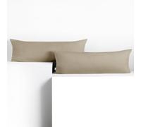 DecoKing 2 taies d'oreiller 40 x 200 cm en 100% Coton Peigné Jersey Fermeture éclair Cappuccino Ambre