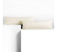DecoKing Lot de 2 taies d'oreiller 40 x 200 cm en 100% Coton Peigné Jersey avec Fermeture Éclair Ecru Amber